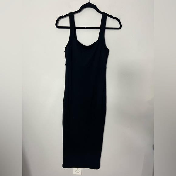 Good American Tank Dress 90s Square Neck Sleeveless Black Classic Stretch 622 - Picture 2 of 9
